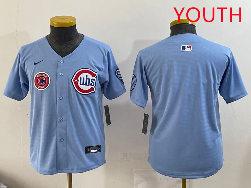 Youth Chicago Cubs Blank Light Blue Throwback 2025 Nike MLB Jersey style 5
